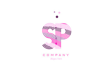 sp s p alphabet letter logo pink purple line icon template vector