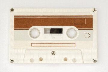 Vintage audio cassette tape isolated on white background