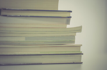 stack of books with retro color effected