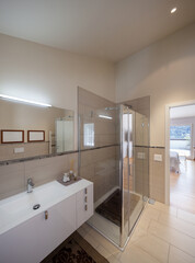 Interiors of modern apartment, bathroom