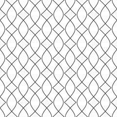 Fototapeta premium Vector seamless pattern. Modern stylish texture. Monochrome geometric pattern. Lattice with thin curved lines.