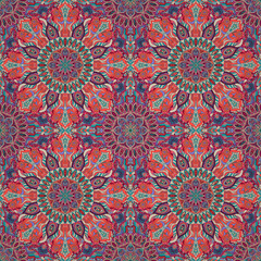 Ornate floral seamless texture, endless pattern with vintage mandala elements.