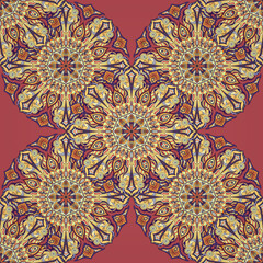 Ornate floral seamless texture, endless pattern with vintage mandala elements.