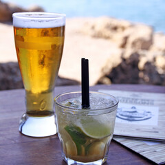 drinks at beach bar
