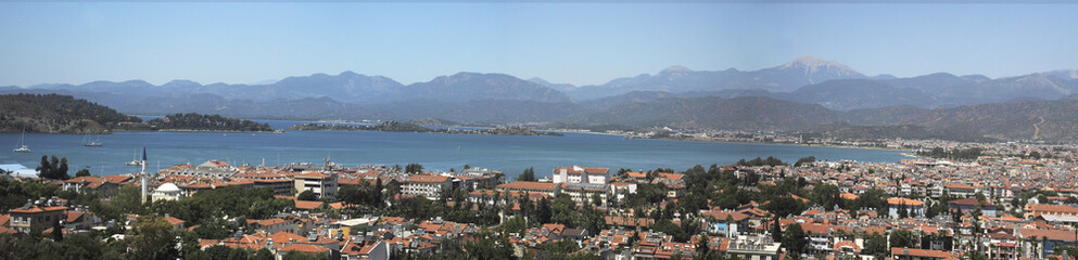 Fototapeta na wymiar Panorama of Fethiye in Turkey
