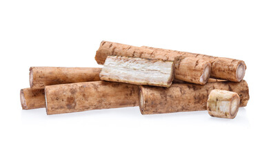 Burdock roots isolated white background.