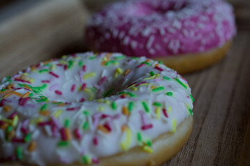 Sweet donut with white colors and colors candy with others donut