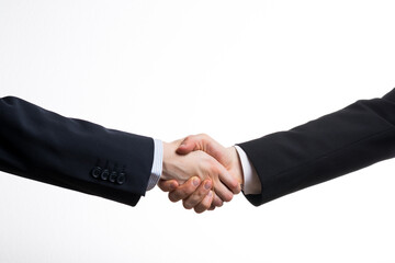 Business handshake isolated on white background from the side