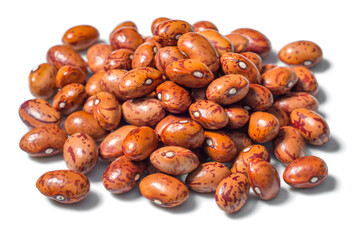 raw pinto beans on white, (large depth of field, taken with tilt shift lens)