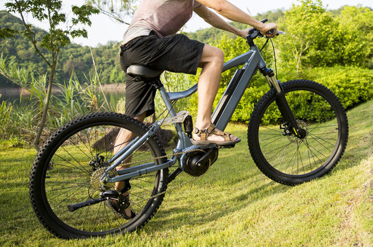 Electric Bike On Grassy Hill