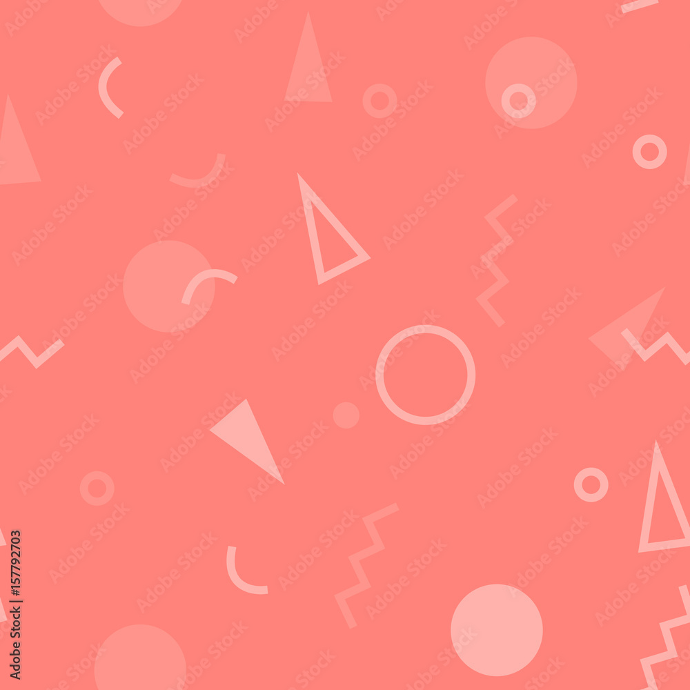 Poster seamless pattern with 80s memphis geometics style and single tone colors