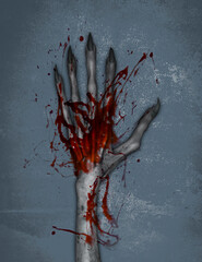 3d illustration of Hand of evil with blood