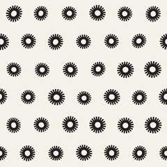 Vector seamless sunburst shapes freehand pattern. Abstract background with round brush strokes. Hand drawn texture