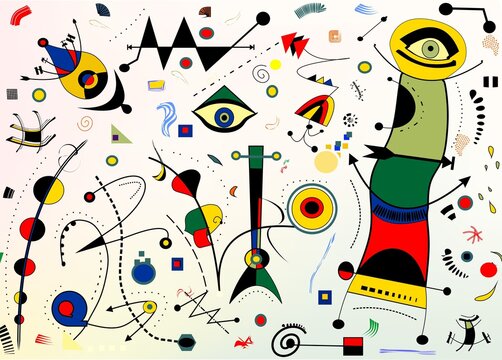 Abstract background, style Miro `French painter