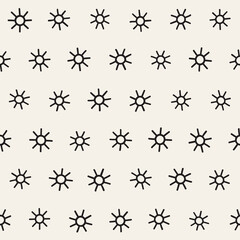 Vector seamless sunburst shapes freehand pattern. Abstract background with round brush strokes. Hand drawn texture