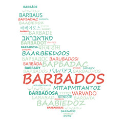 Barbados. Business and travel concept background. Word cloud with country name in different languages of the world.