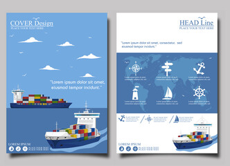 Fototapeta premium Sea shipping poster template set