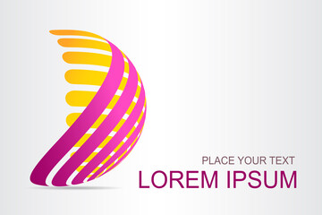 Logo stylized spherical surface with abstract shapes
