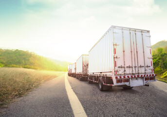 Fototapeta na wymiar Truck logistics transport themplate on the road