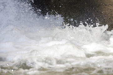 Clear, splashing water foam forms