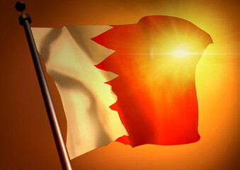 winner waving Bahrain flag against the sunset