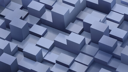 Abstract background of cubes and parallelepipeds in gray-blue colors