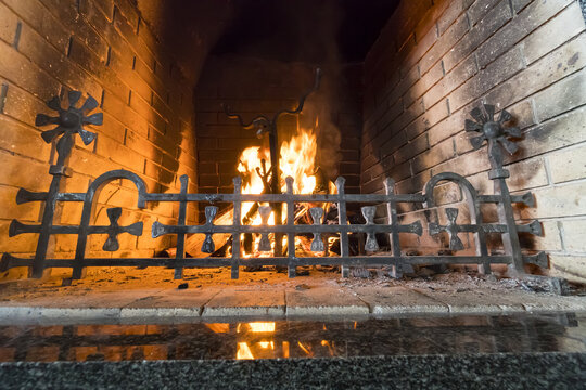 Gas Fireplace With Brick Surround