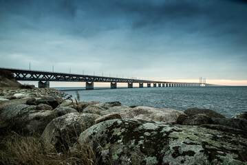 Sunset over the Öresunds  Bridge