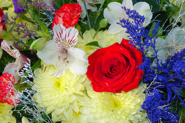 A beautiful bouquet of garden festive flowers.