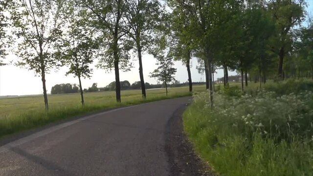 Cycling on a winding country road