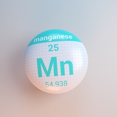 3D rendering periodic table icon manganese