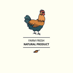 Farm fresh Natural product Line animals set Rooster