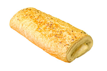 tasty apple strudel pie with cinnamon isolated on white, clipping path included