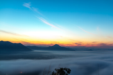 The morning sun with clouds.