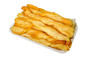 Plate of Chinese Doughnuts Fritters Popular Chinese breakfast isolated on white, clipping path included