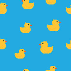 Yellow rubber ducks seamless pattern.