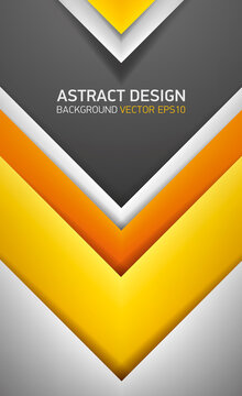 Abstract volume background. Yellow, orange and gray stripes, cover for project presentation, vector design