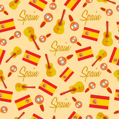 Spain : National Seamless Pattern : Vector Illustration