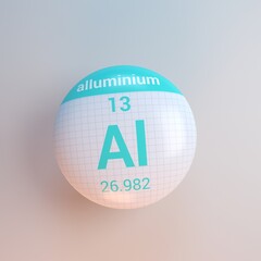 3D rendering periodic table icon alluminum