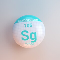3D rendering periodic table icon seaborgium
