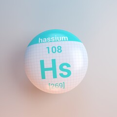 3D rendering periodic table icon hassium
