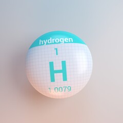 3D rendering periodic table icon hydrogen