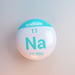 3D rendering periodic table icon sodium
