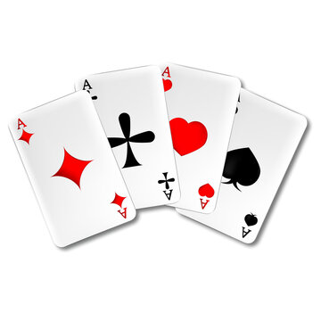 Vector illustration with playing cards. Aces on a white background.
