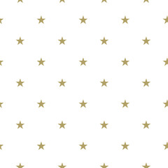 Golden Star Seamless pattern on white background.