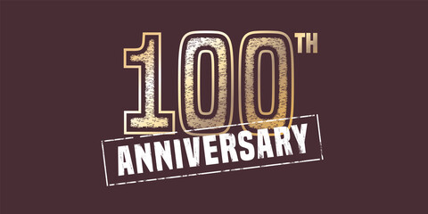 100 years anniversary vector icon,  logo. Graphic design element with  golden stamp for 100th anniversary decoration