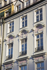 The windows of one of the buildings of the old town of Munich - Germany - Europe