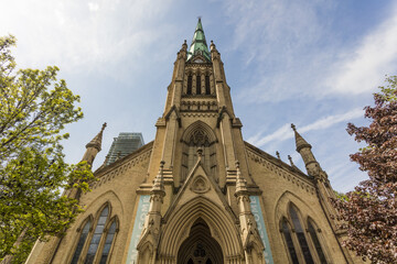 Fototapeta na wymiar Exterior of Cathedral Church of St. James during Doors Open Toronto event, May 28, 2017.