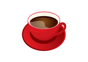 Red mug of coffee icon vector isolated on a white background. Red cup of coffee vector illustration