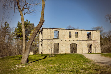 The old ruins at Hermitage in Ontario during a warm spring day.